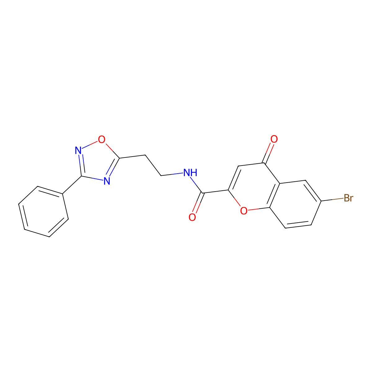6-bromo-4-oxo-N-[2-(3-phenyl-1,2,4-oxadiazol-5-yl)ethyl]-4H-chromene-2-carboxamide molecular structure, CAS 1018143-61-7