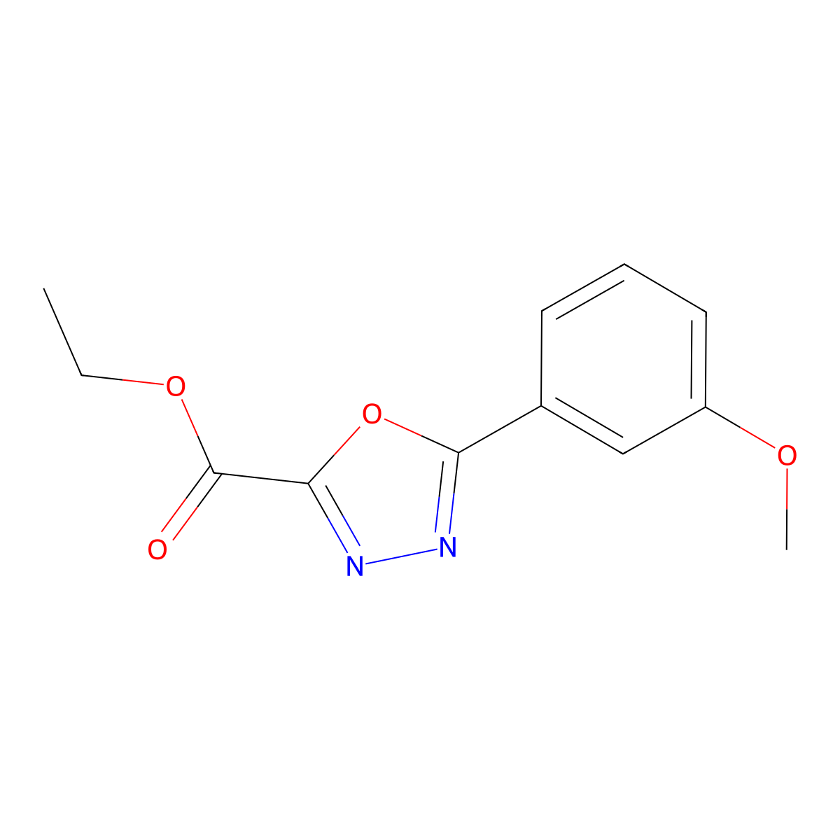 Ethyl 5-(3-methoxyphenyl)-1,3,4-oxadiazole-2-carboxylate molecular structure, CAS 1018143-62-8