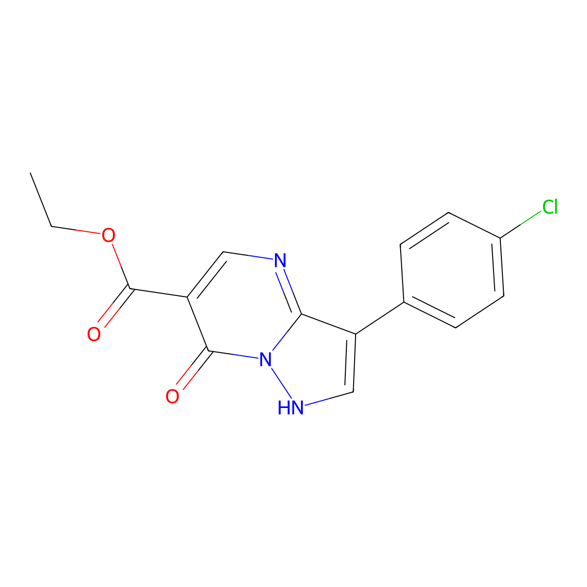 Ethyl 3-(4-chlorophenyl)-7-oxo-4,7-dihydropyrazolo[1,5-a]pyrimidine-6-carboxylate molecular structure, CAS 1018143-84-4