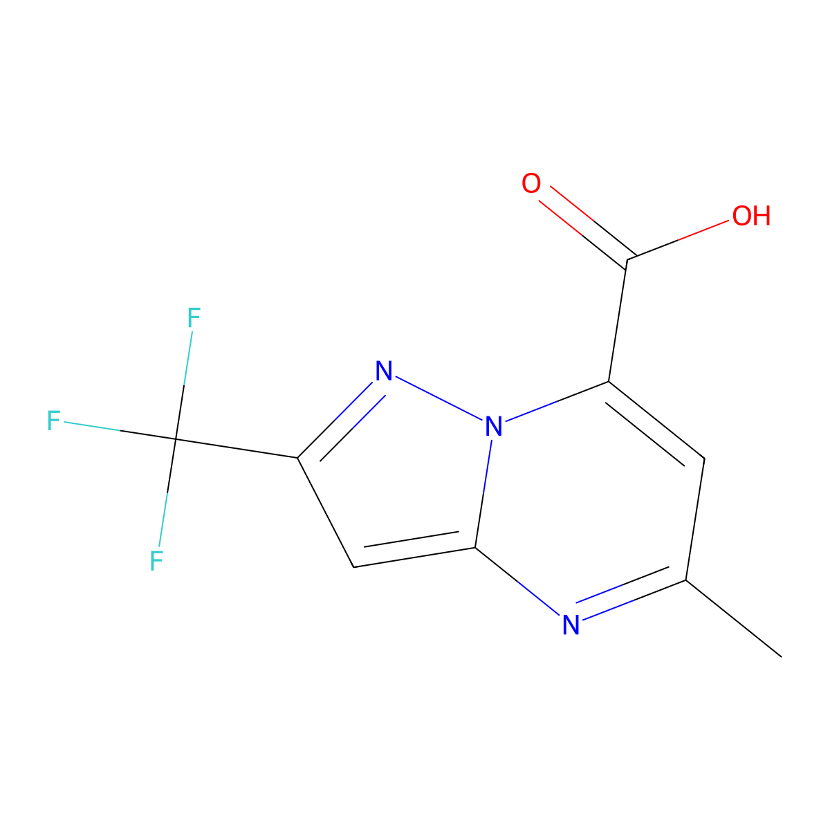 5-Methyl-2-(trifluoromethyl)pyrazolo[1,5-a]pyrimidine-7-carboxylic acid molecular structure, CAS 1018143-96-8