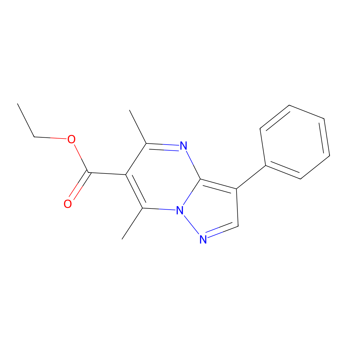 Ethyl 5,7-dimethyl-3-phenylpyrazolo[1,5-a]pyrimidine-6-carboxylate molecular structure, CAS 1018144-32-5