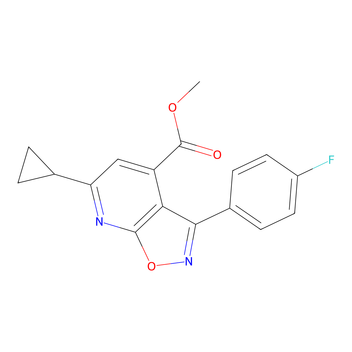 Methyl 6-cyclopropyl-3-(4-fluorophenyl)isoxazolo[5,4-b]pyridine-4-carboxylate molecular structure, CAS 1018144-40-5