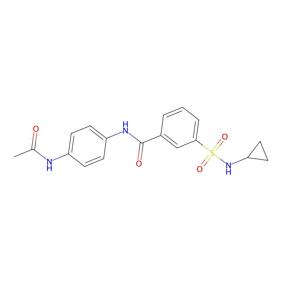 N-[4-(acetylamino)phenyl]-3-(cyclopropylsulfamoyl)benzamide molecular structure, CAS 1018145-42-0