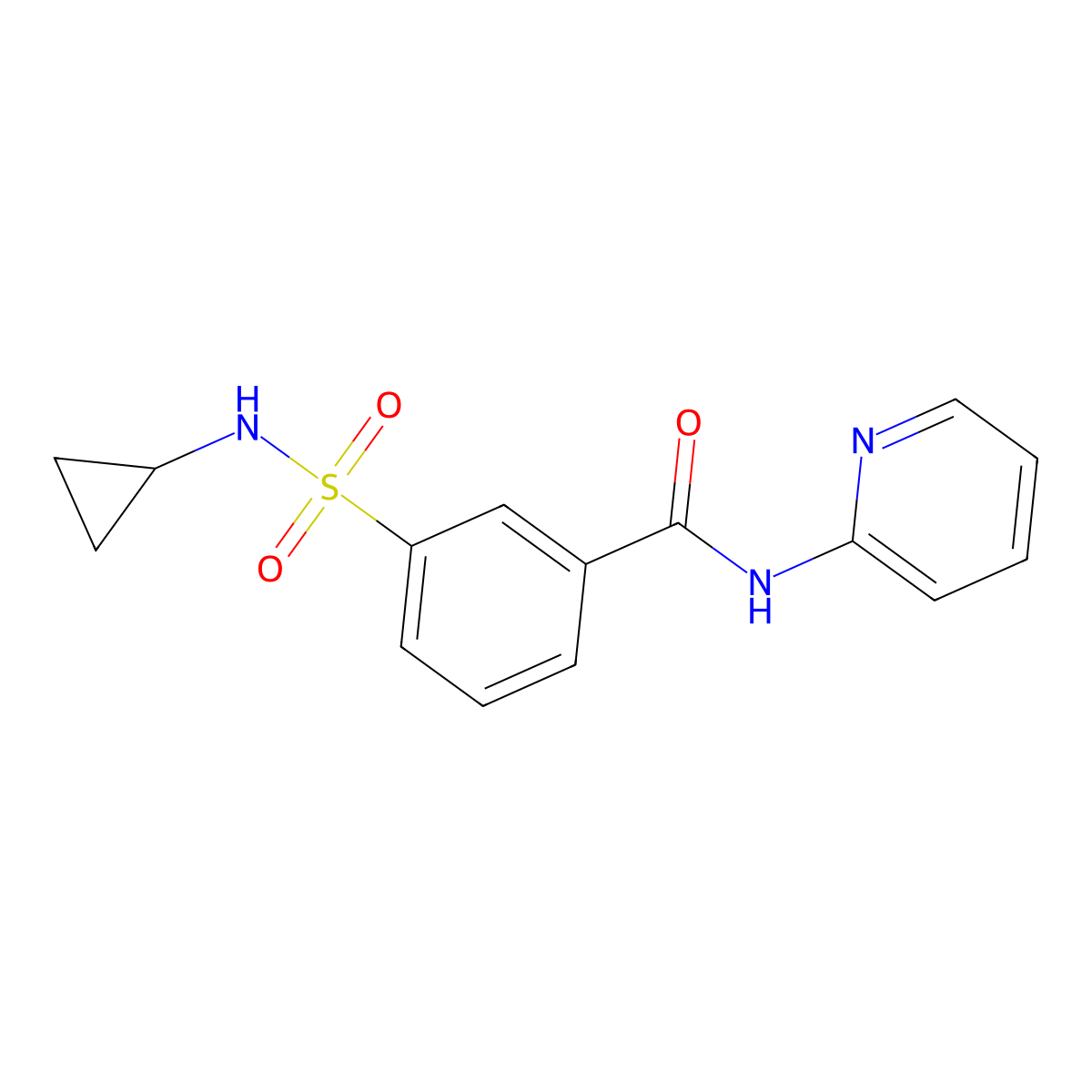 3-(cyclopropylsulfamoyl)-N-(pyridin-2-yl)benzamide molecular structure, CAS 1018145-88-4