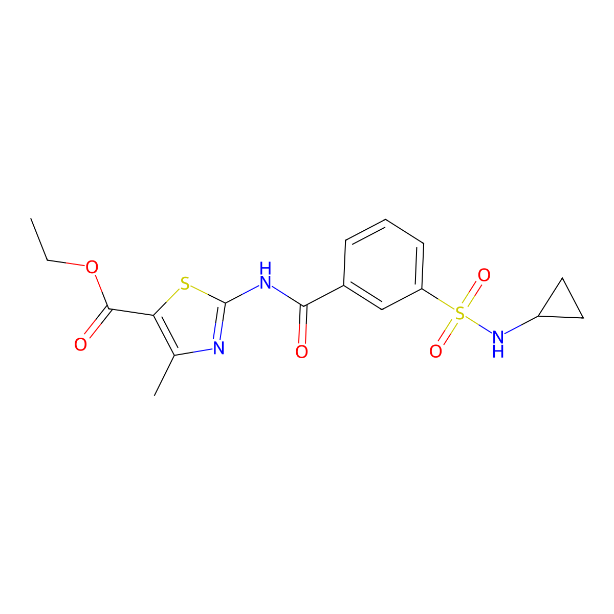 ethyl (2Z)-2-({[3-(cyclopropylsulfamoyl)phenyl]carbonyl}imino)-4-methyl-2,3-dihydro-1,3-thiazole-5-carboxylate molecular structure, CAS 1018145-96-4
