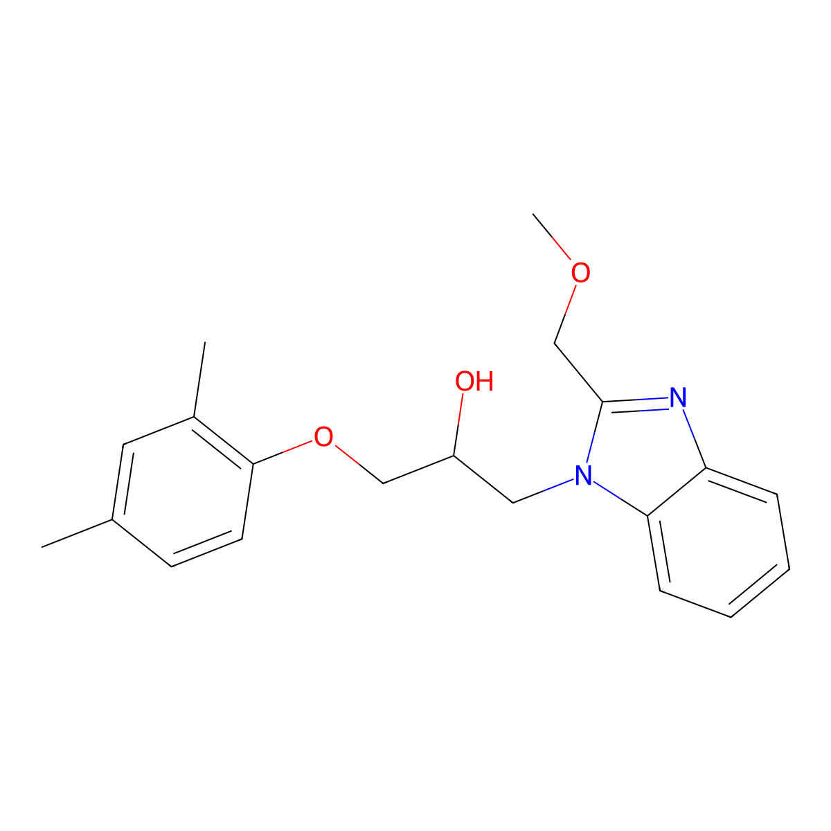 3-(2,4-Dimethylphenoxy)-1-[2-(methoxymethyl)benzimidazolyl]propan-2-ol molecular structure, CAS 1018146-25-2