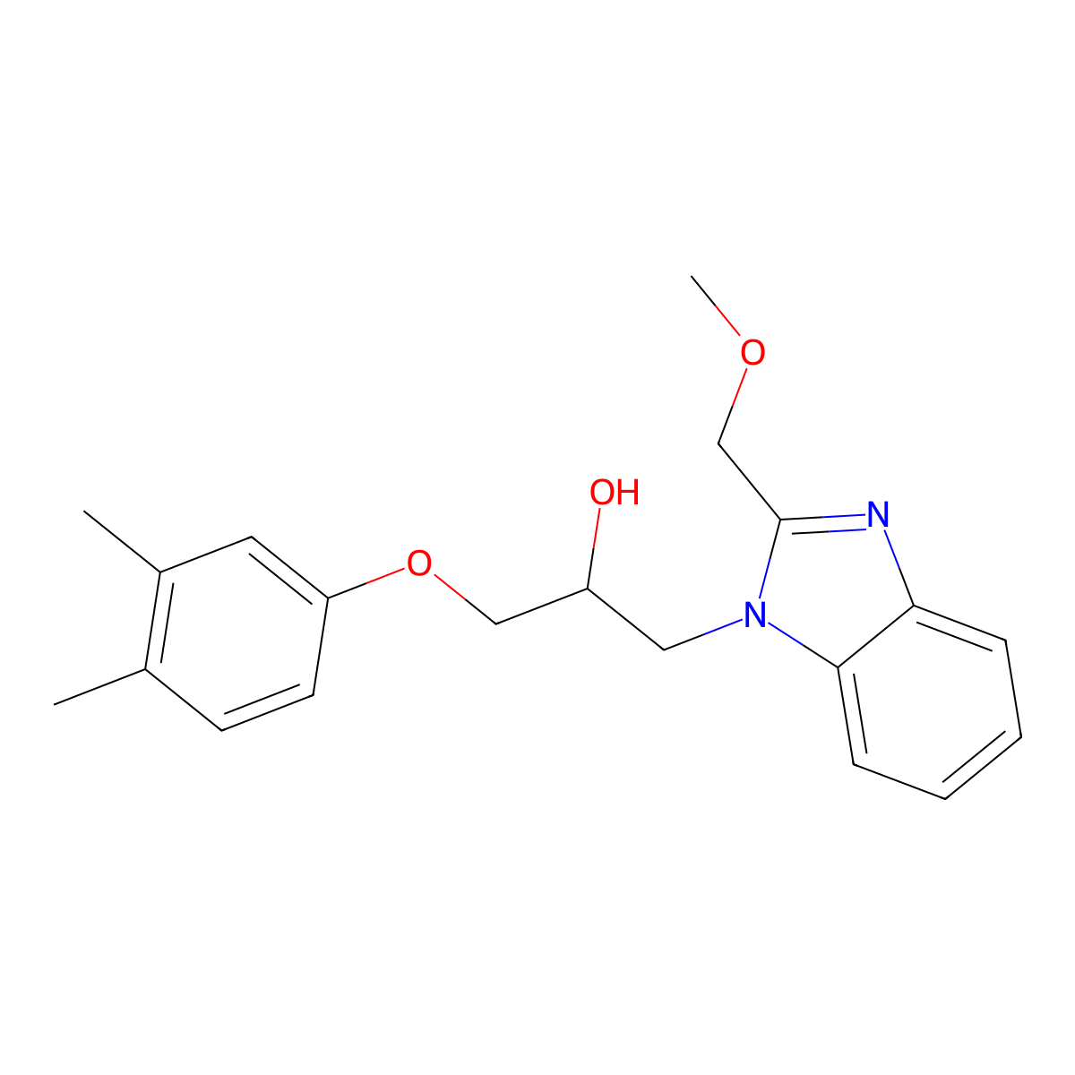 3-(3,4-Dimethylphenoxy)-1-[2-(methoxymethyl)benzimidazolyl]propan-2-ol molecular structure, CAS 1018146-33-2