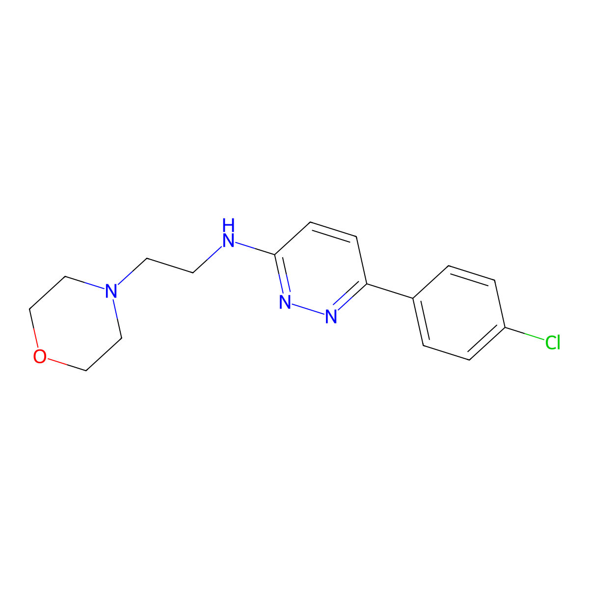 6-(4-chlorophenyl)-N-[2-(morpholin-4-yl)ethyl]pyridazin-3-amine molecular structure, CAS 1018146-38-7