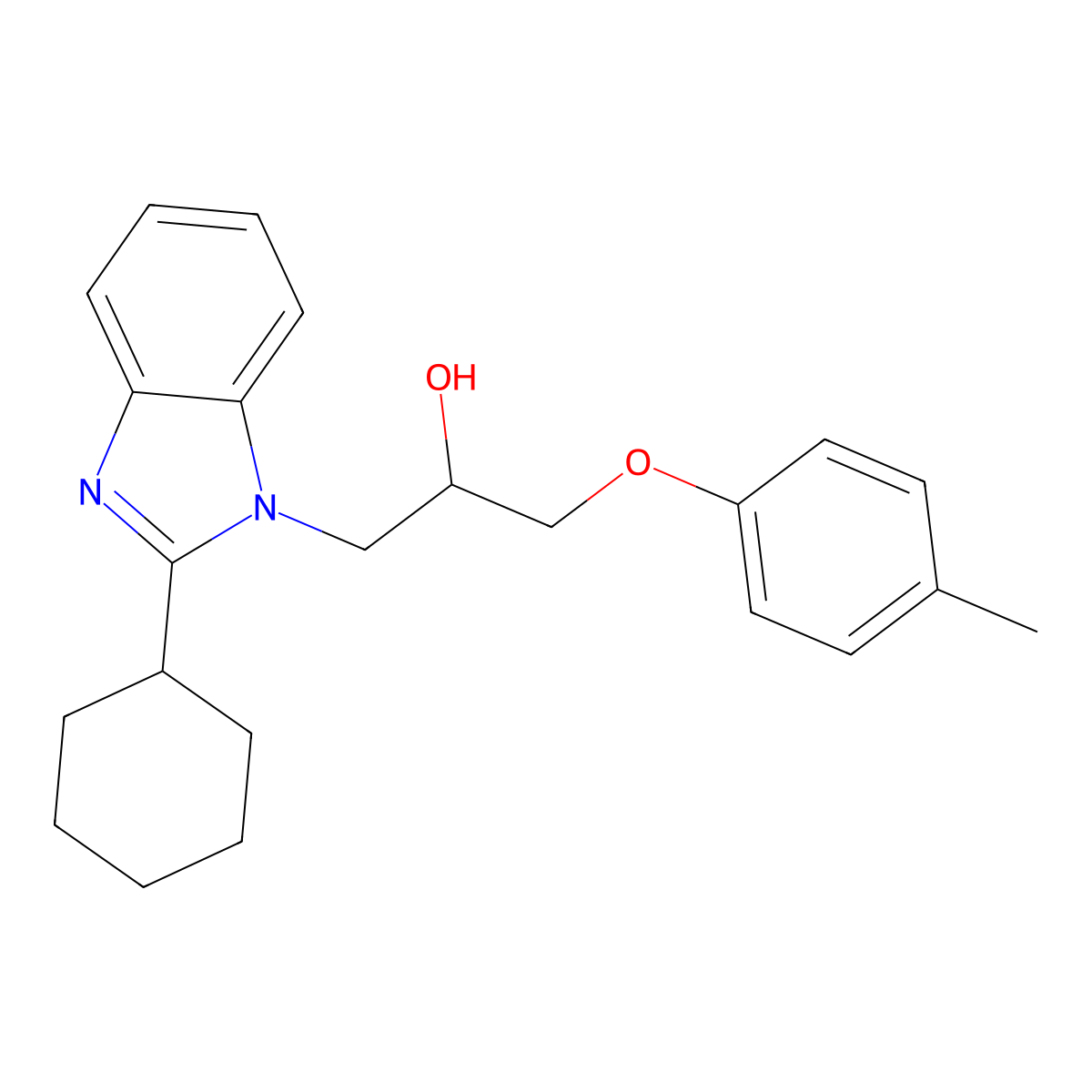 1-(2-Cyclohexylbenzimidazolyl)-3-(4-methylphenoxy)propan-2-ol molecular structure, CAS 1018146-48-9