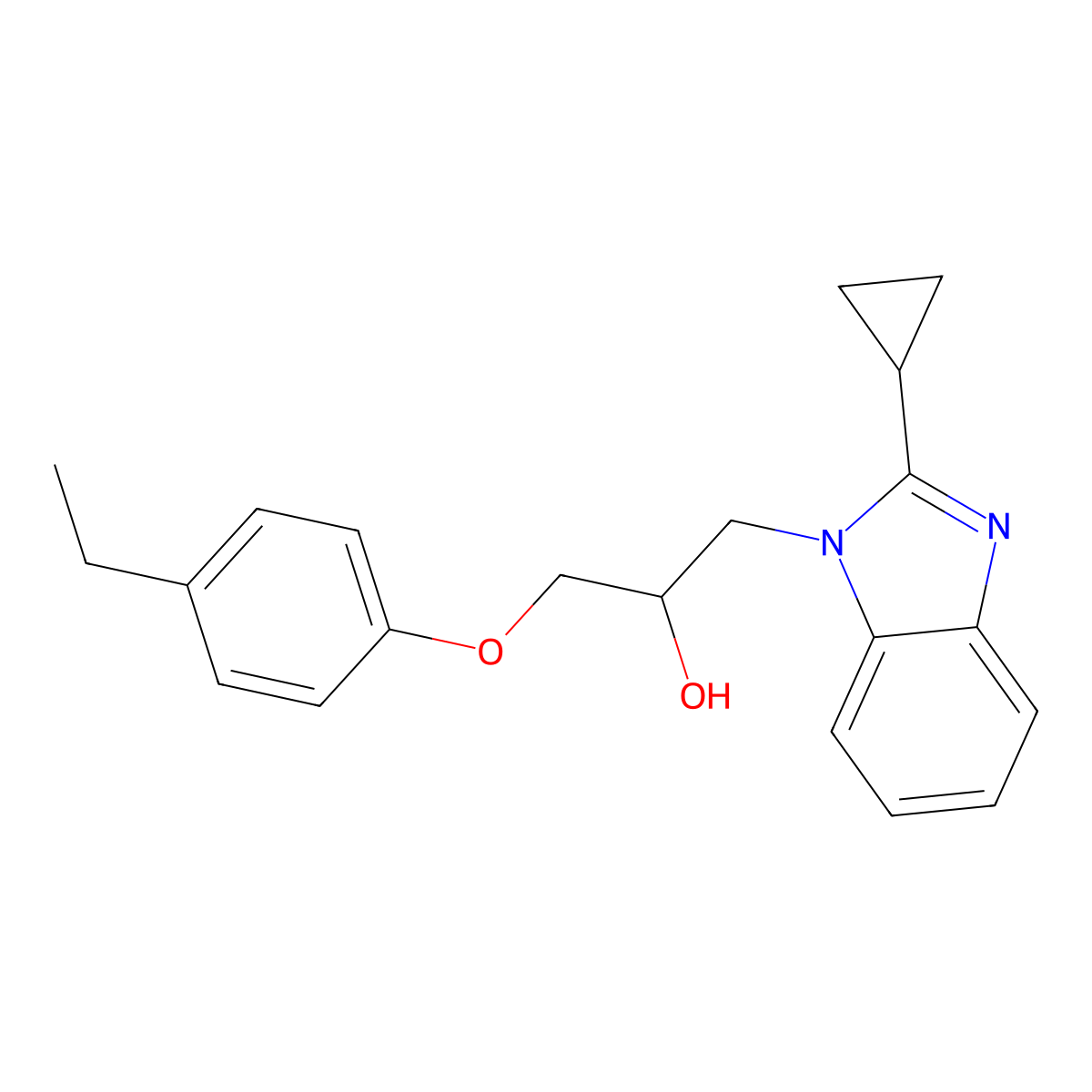 1-(2-Cyclopropylbenzimidazolyl)-3-(4-ethylphenoxy)propan-2-ol molecular structure, CAS 1018146-56-9