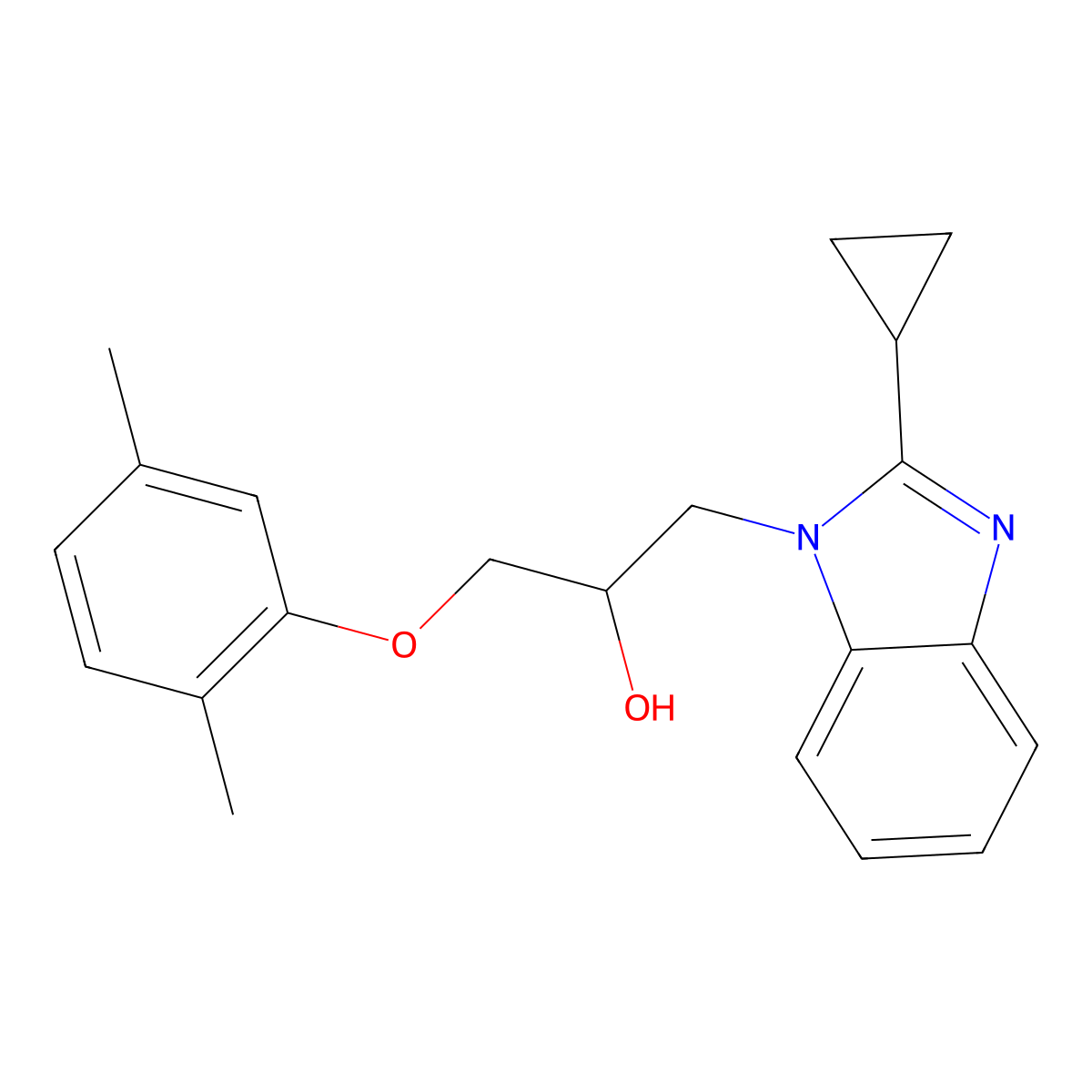 1-(2-cyclopropyl-1H-benzimidazol-1-yl)-3-(2,5-dimethylphenoxy)propan-2-ol molecular structure, CAS 1018146-60-5