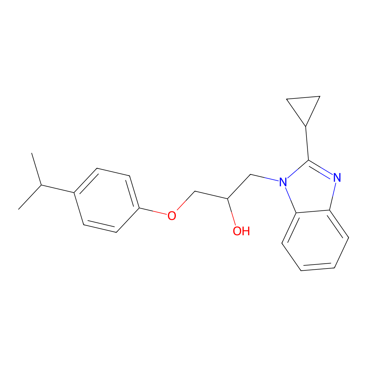 1-(2-Cyclopropylbenzimidazolyl)-3-[4-(methylethyl)phenoxy]propan-2-ol molecular structure, CAS 1018146-63-8