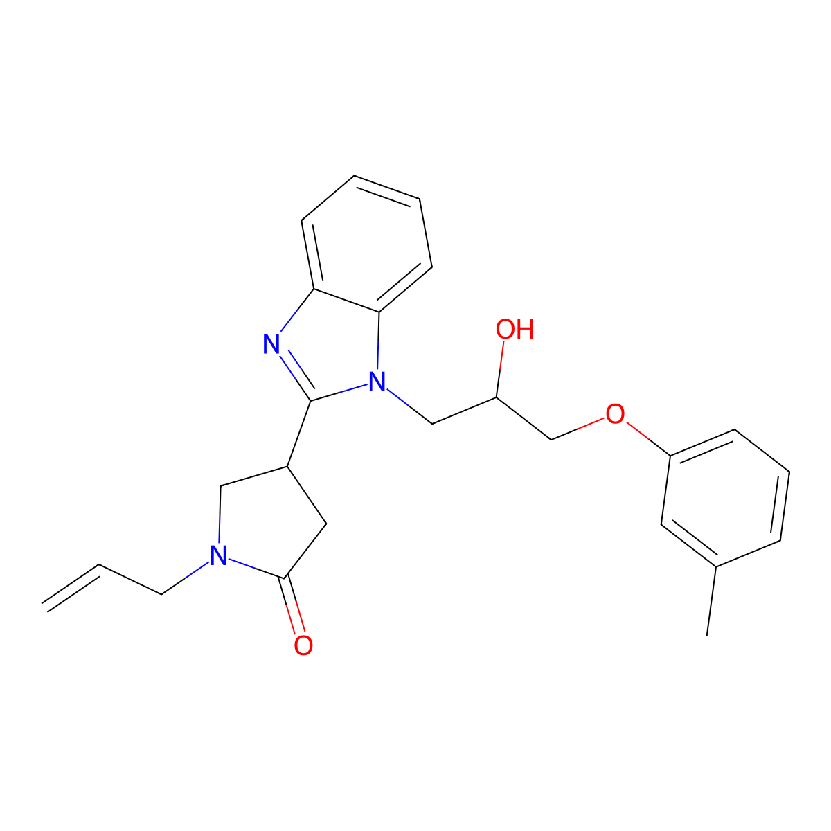 1-allyl-4-(1-(2-hydroxy-3-(m-tolyloxy)propyl)-1H-benzo[d]imidazol-2-yl)pyrrolidin-2-one molecular structure, CAS 1018146-70-7