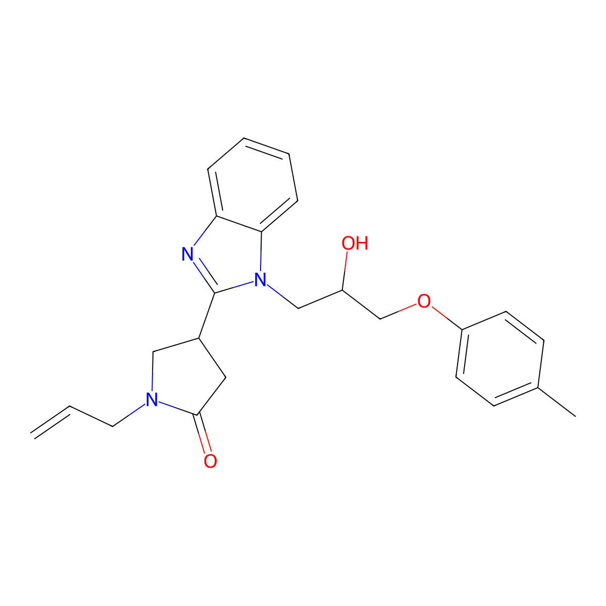 1-allyl-4-(1-(2-hydroxy-3-(p-tolyloxy)propyl)-1H-benzo[d]imidazol-2-yl)pyrrolidin-2-one molecular structure, CAS 1018146-94-5