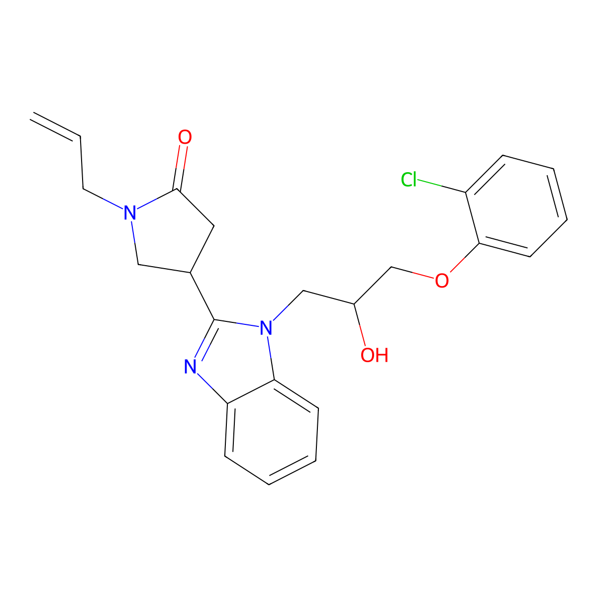1-allyl-4-{1-[3-(2-chlorophenoxy)-2-hydroxypropyl]-1H-benzimidazol-2-yl}pyrrolidin-2-one molecular structure, CAS 1018147-02-8