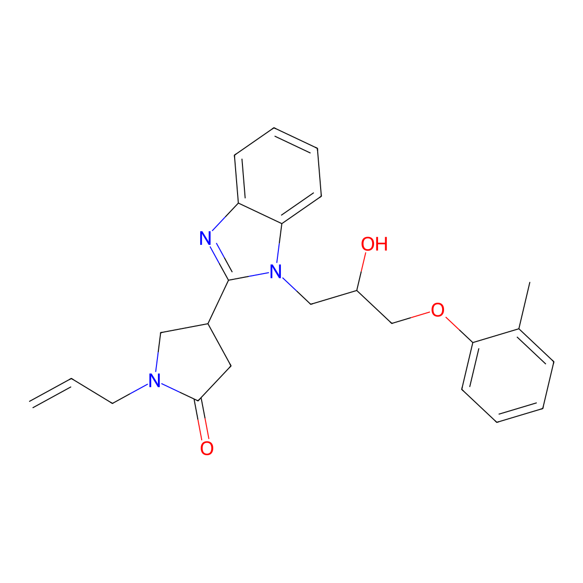 1-allyl-4-(1-(2-hydroxy-3-(o-tolyloxy)propyl)-1H-benzo[d]imidazol-2-yl)pyrrolidin-2-one molecular structure, CAS 1018147-10-8