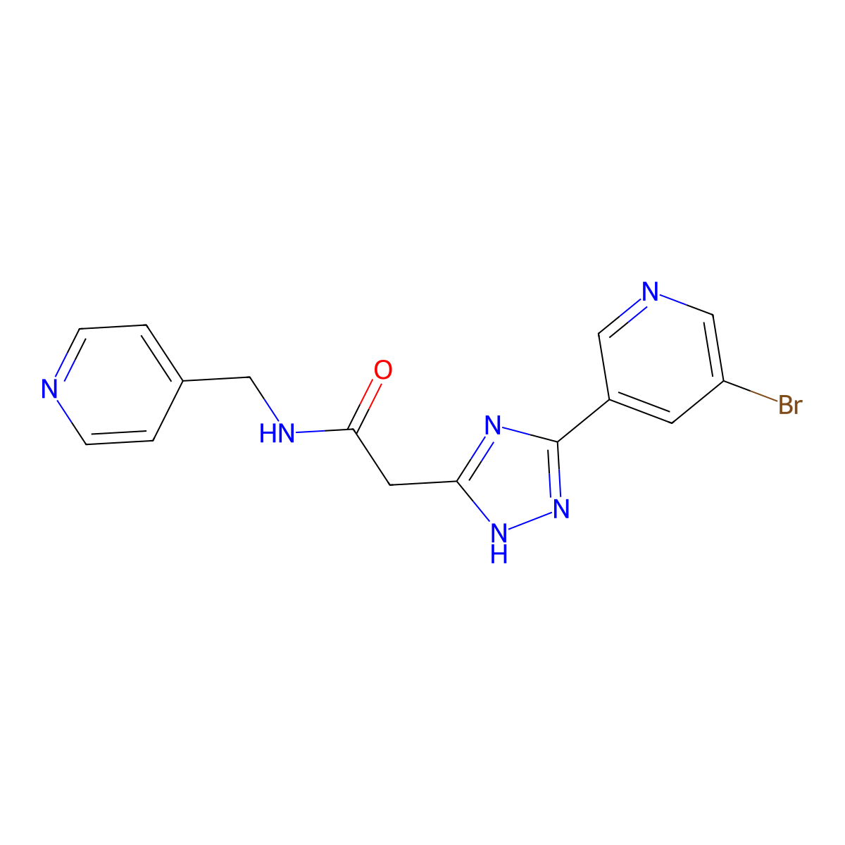2-[5-(5-bromopyridin-3-yl)-1H-1,2,4-triazol-3-yl]-N-(pyridin-4-ylmethyl)acetamide molecular structure, CAS 1018148-67-8