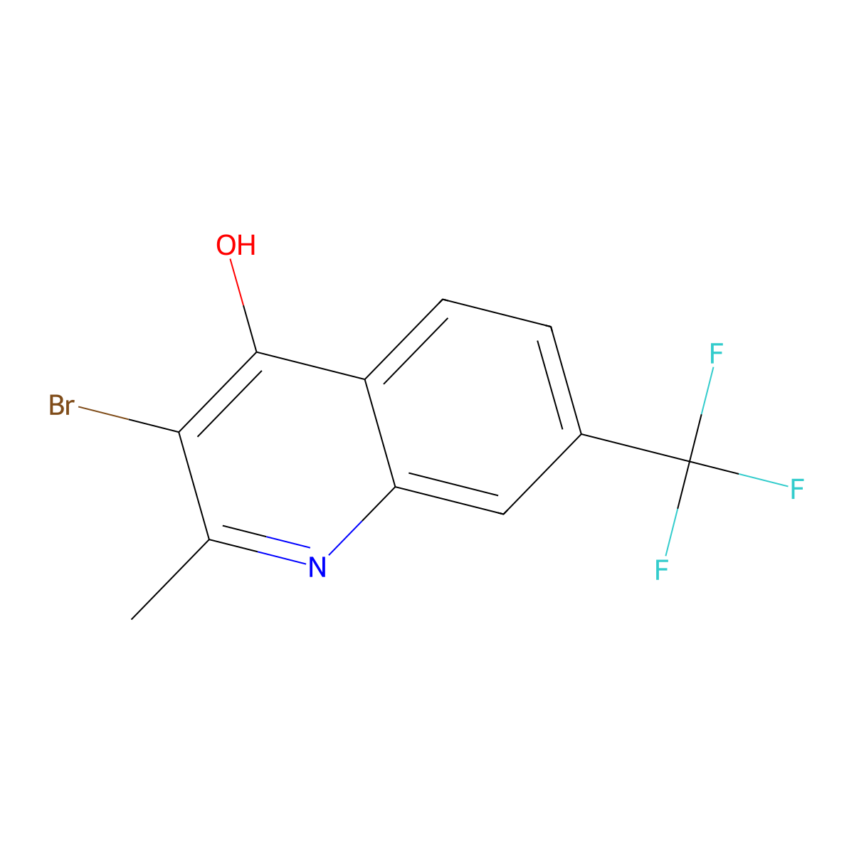 3-Bromo-2-methyl-7-(trifluoromethyl)quinolin-4-ol molecular structure, CAS 1018149-00-2