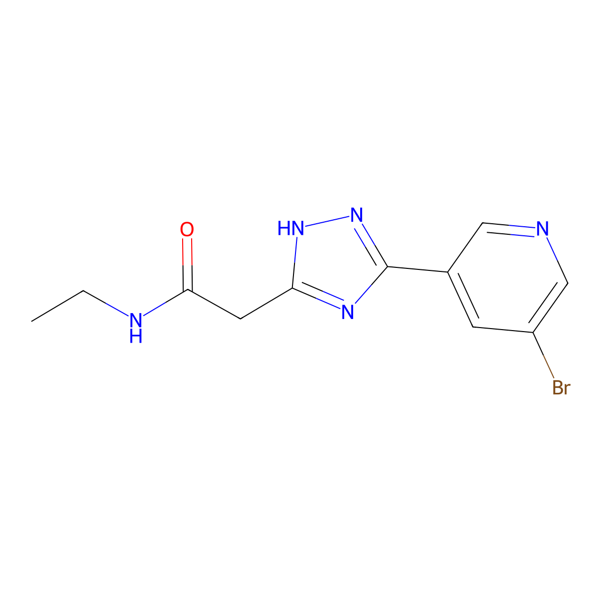 2-[5-(5-bromopyridin-3-yl)-1H-1,2,4-triazol-3-yl]-N-ethylacetamide molecular structure, CAS 1018149-64-8