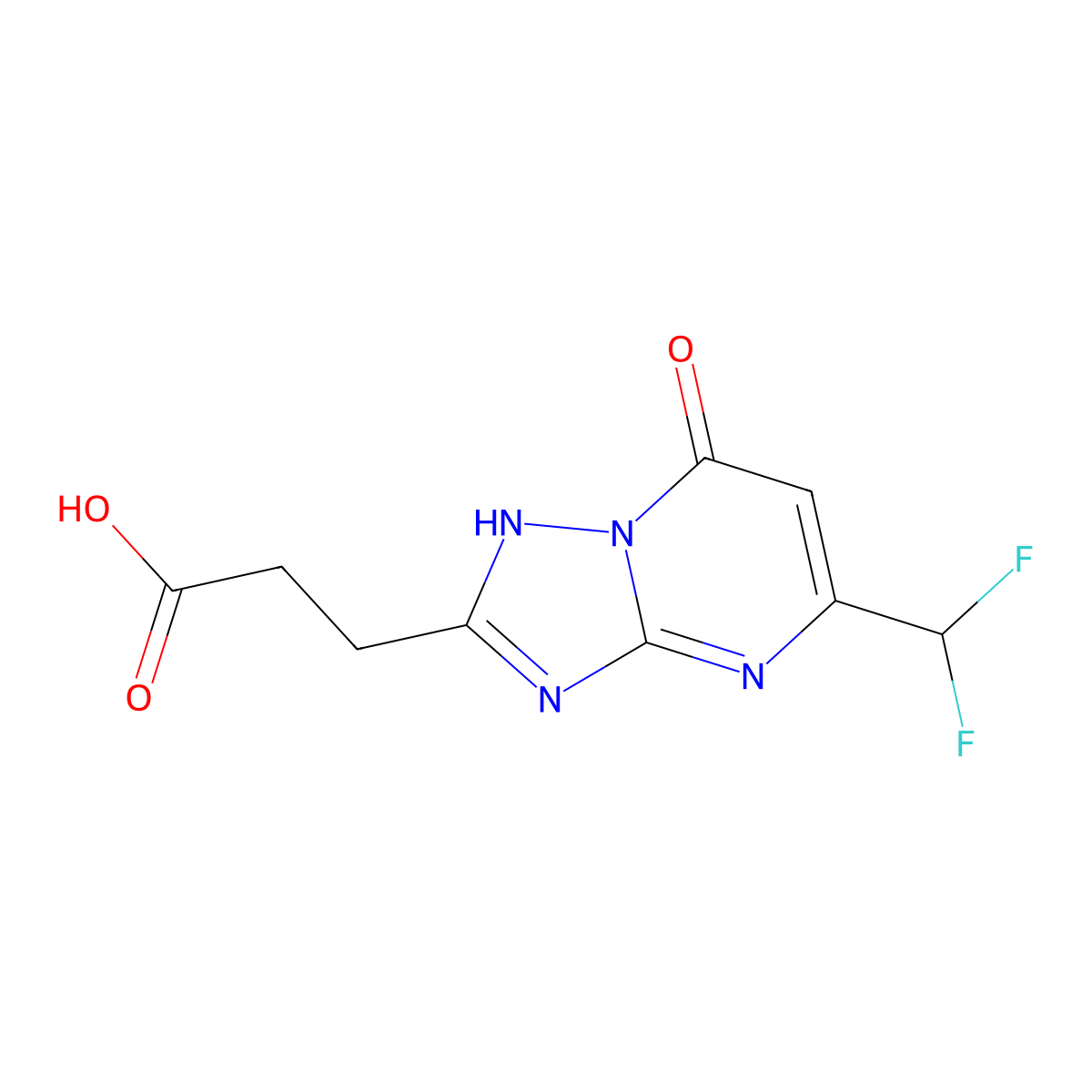3-(5-(Difluoromethyl)-7-oxo-4,7-dihydro-[1,2,4]triazolo[1,5-a]pyrimidin-2-yl)propanoic acid molecular structure, CAS 1018151-04-6