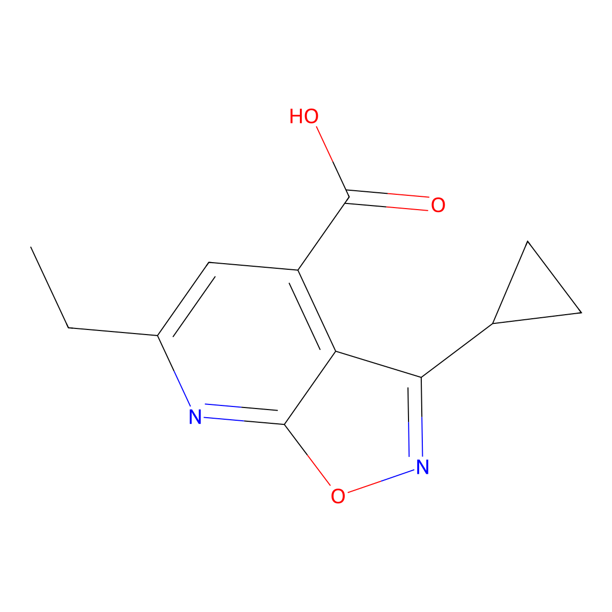 3-Cyclopropyl-6-ethylisoxazolo[5,4-b]pyridine-4-carboxylic acid molecular structure, CAS 1018151-12-6