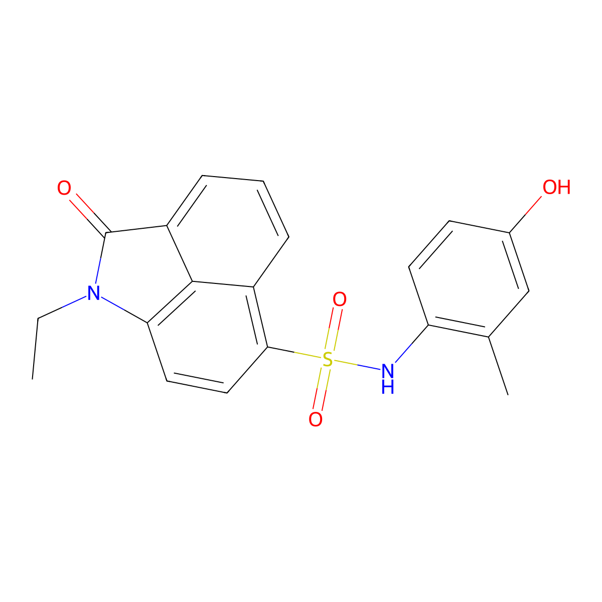 1-ethyl-N-(4-hydroxy-2-methylphenyl)-2-oxo-1,2-dihydrobenzo[cd]indole-6-sulfonamide molecular structure, CAS 1018152-76-5