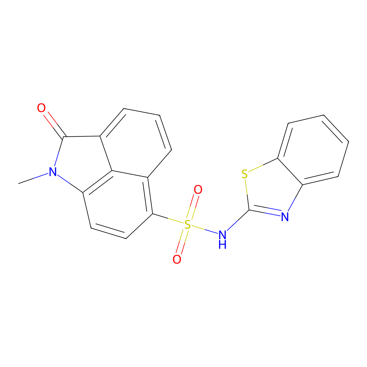 N-(1,3-benzothiazol-2-yl)-1-methyl-2-oxo-1,2-dihydrobenzo[cd]indole-6-sulfonamide molecular structure, CAS 1018153-00-8