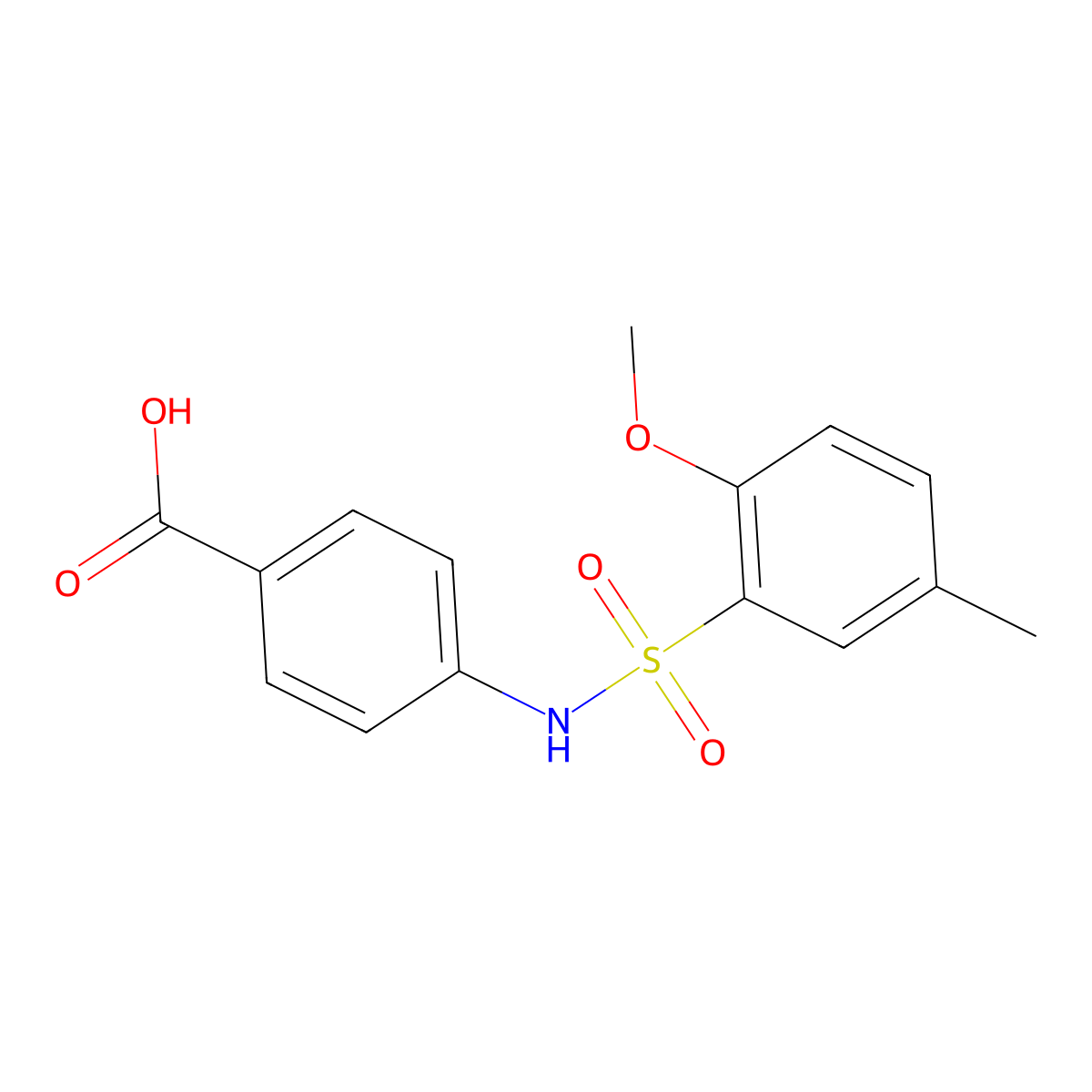 4-{[(2-Methoxy-5-methylphenyl)sulfonyl]amino}benzoic acid molecular structure, CAS 1018154-07-8