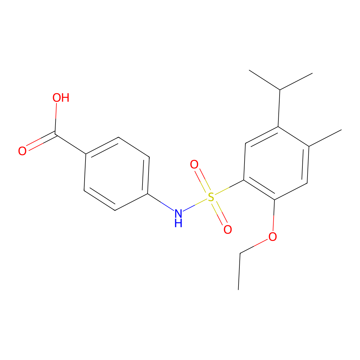 4-[2-Ethoxy-4-methyl-5-(propan-2-yl)benzenesulfonamido]benzoic acid molecular structure, CAS 1018154-24-9