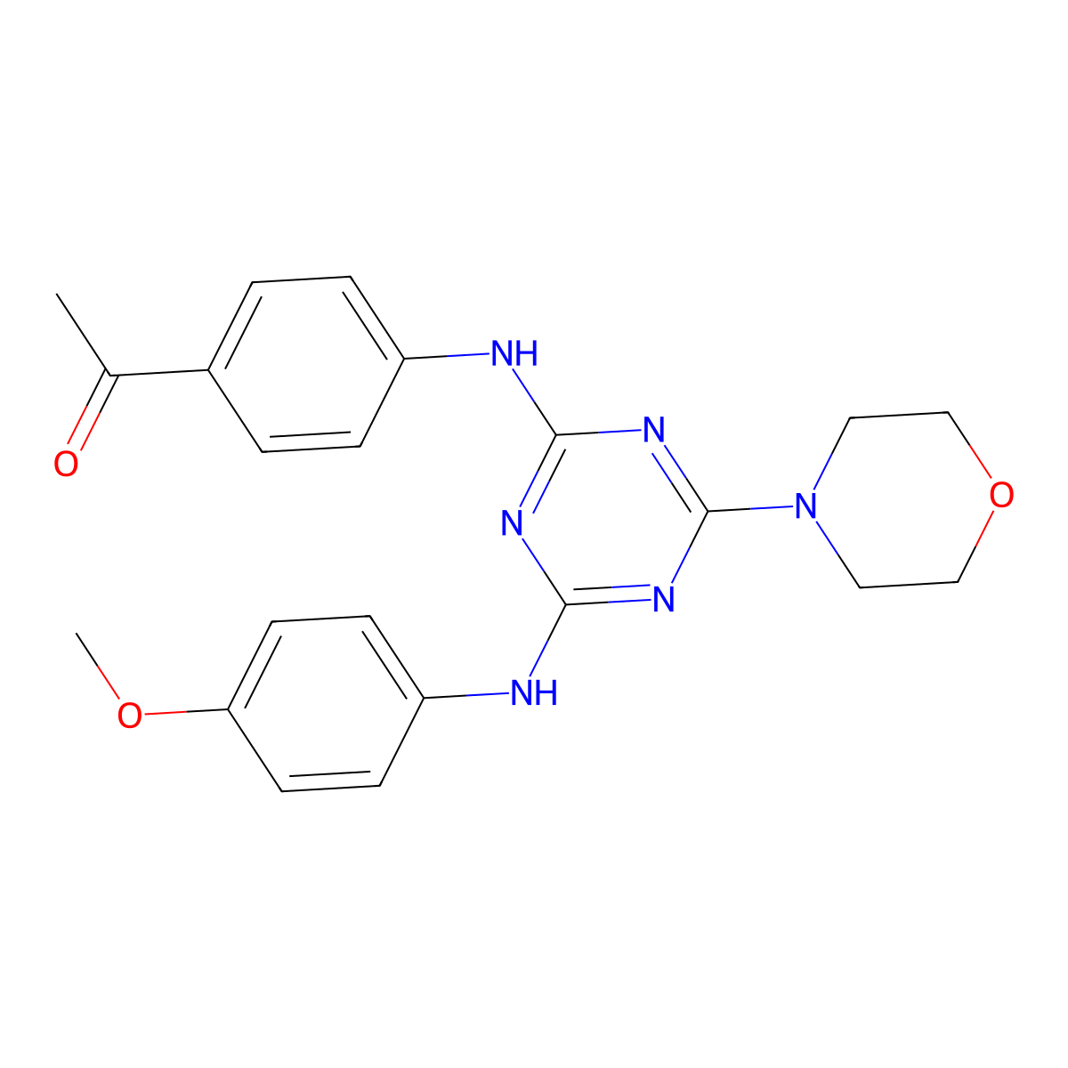 1-(4-((4-((4-Methoxyphenyl)amino)-6-morpholino-1,3,5-triazin-2-yl)amino)phenyl)ethanone molecular structure, CAS 1018156-13-2