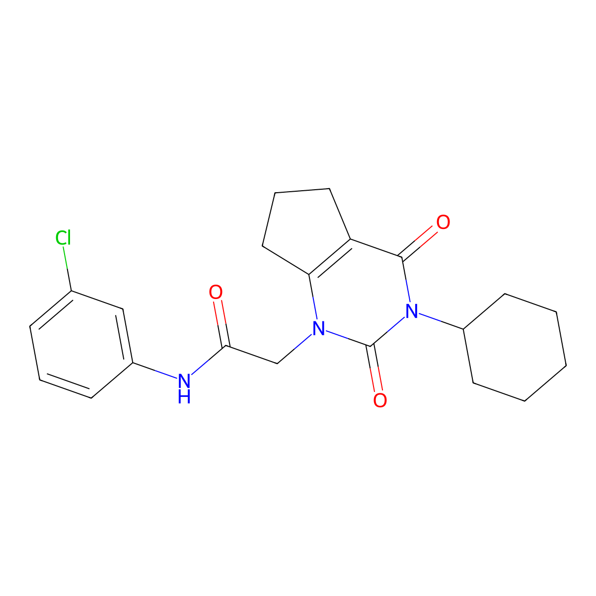 N-(3-chlorophenyl)-2-(3-cyclohexyl-2,4-dioxo-2,3,4,5,6,7-hexahydro-1H-cyclopenta[d]pyrimidin-1-yl)acetamide molecular structure, CAS 1018156-25-6