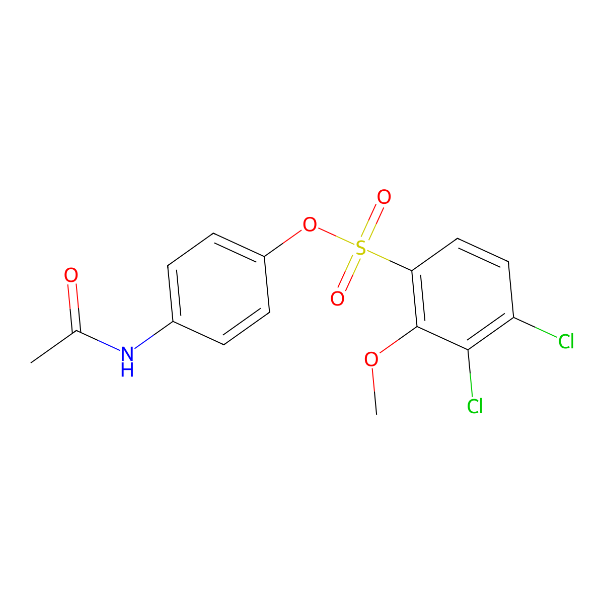 4-(Acetylamino)phenyl 3,4-dichloro-2-methoxybenzenesulfonate molecular structure, CAS 1018156-93-8