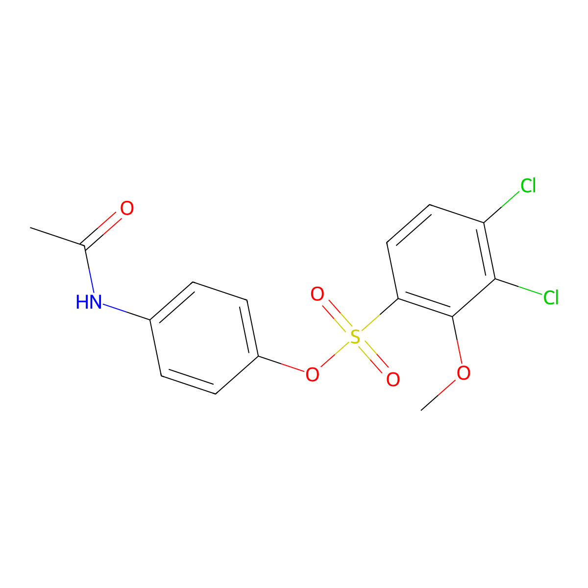 4-(Acetylamino)phenyl 3,4-dichloro-2-methoxybenzenesulfonate molecular structure, CAS 1018156-93-8