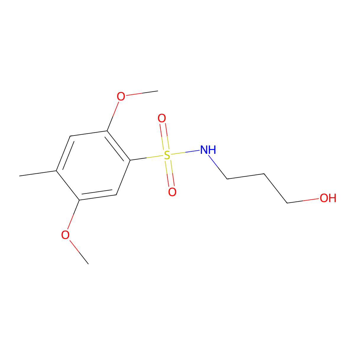 N-(3-hydroxypropyl)-2,5-dimethoxy-4-methylbenzenesulfonamide molecular structure, CAS 1018158-38-7