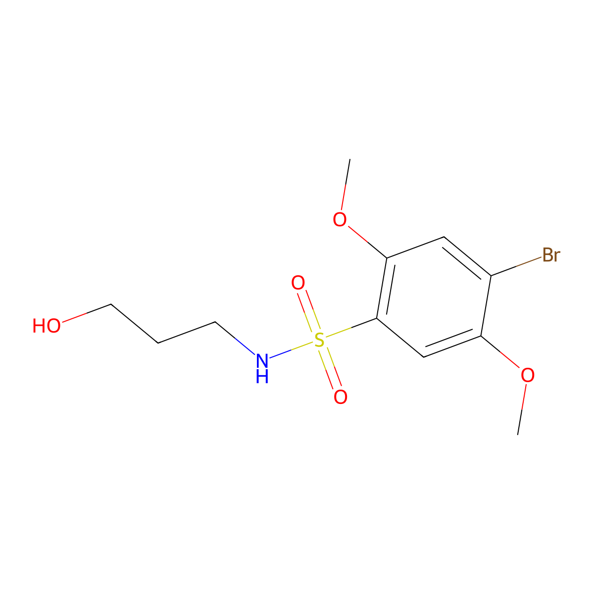 4-bromo-N-(3-hydroxypropyl)-2,5-dimethoxybenzenesulfonamide molecular structure, CAS 1018158-40-1