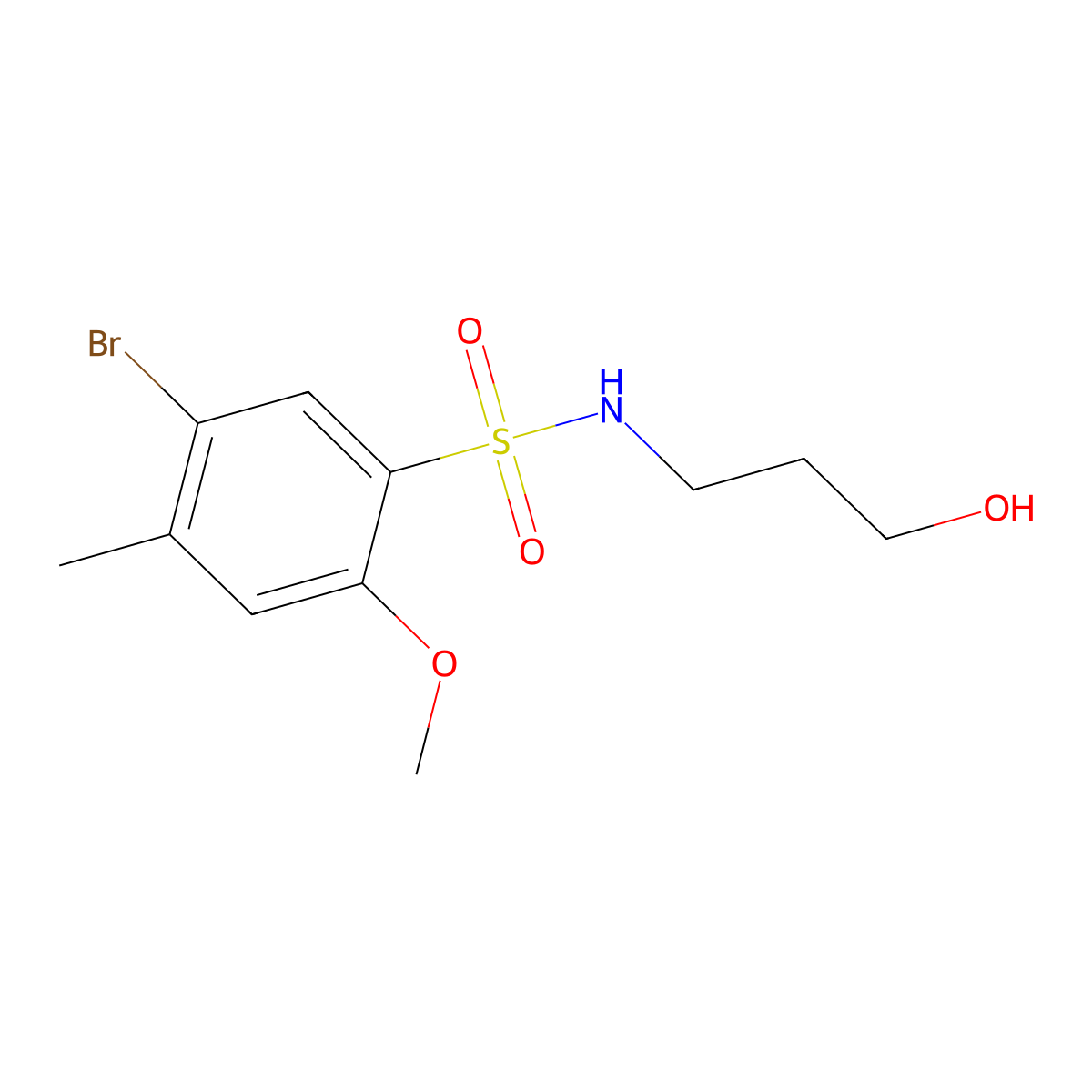 5-bromo-N-(3-hydroxypropyl)-2-methoxy-4-methylbenzenesulfonamide molecular structure, CAS 1018158-42-3