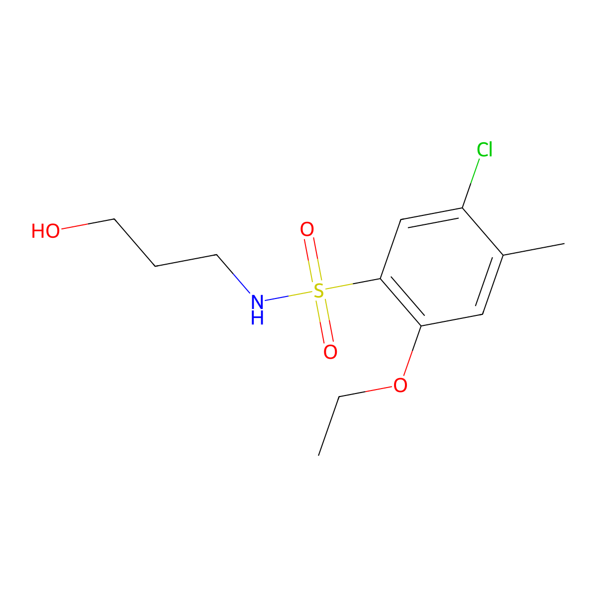 5-chloro-2-ethoxy-N-(3-hydroxypropyl)-4-methylbenzenesulfonamide molecular structure, CAS 1018158-44-5