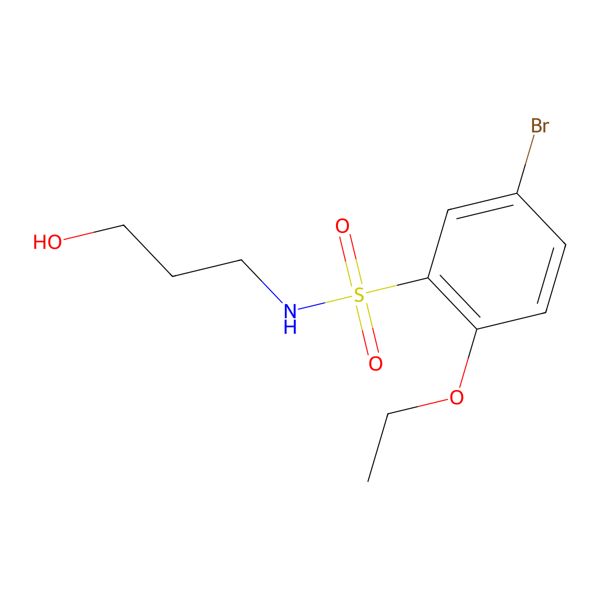 5-bromo-2-ethoxy-N-(3-hydroxypropyl)benzenesulfonamide molecular structure, CAS 1018158-47-8