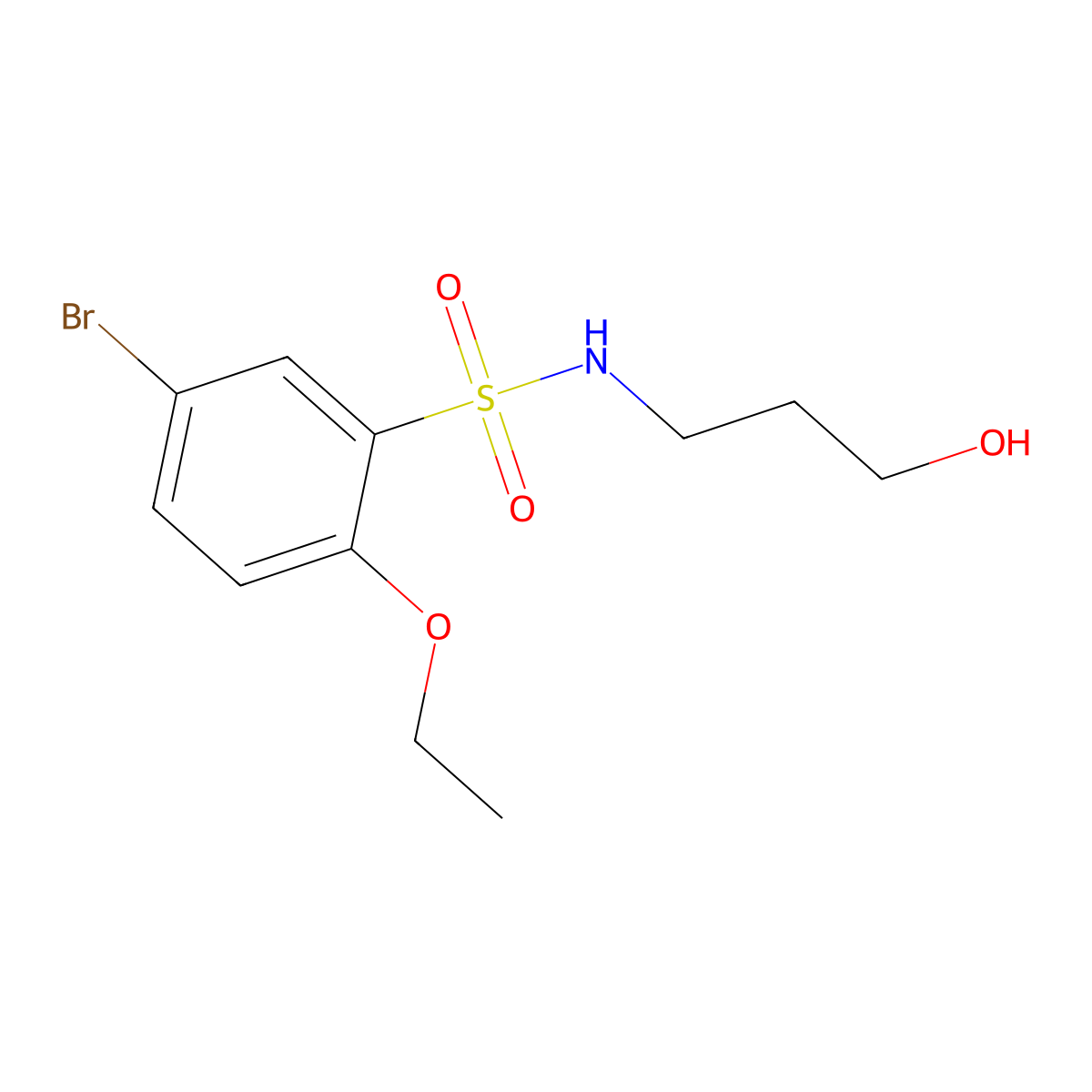 5-bromo-2-ethoxy-N-(3-hydroxypropyl)benzenesulfonamide molecular structure, CAS 1018158-47-8
