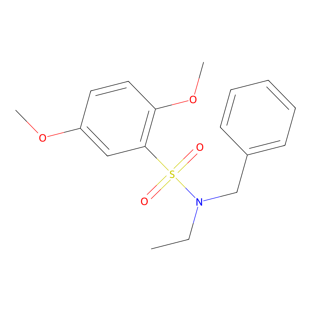 N-benzyl-N-ethyl-2,5-dimethoxybenzenesulfonamide molecular structure, CAS 1018158-69-4