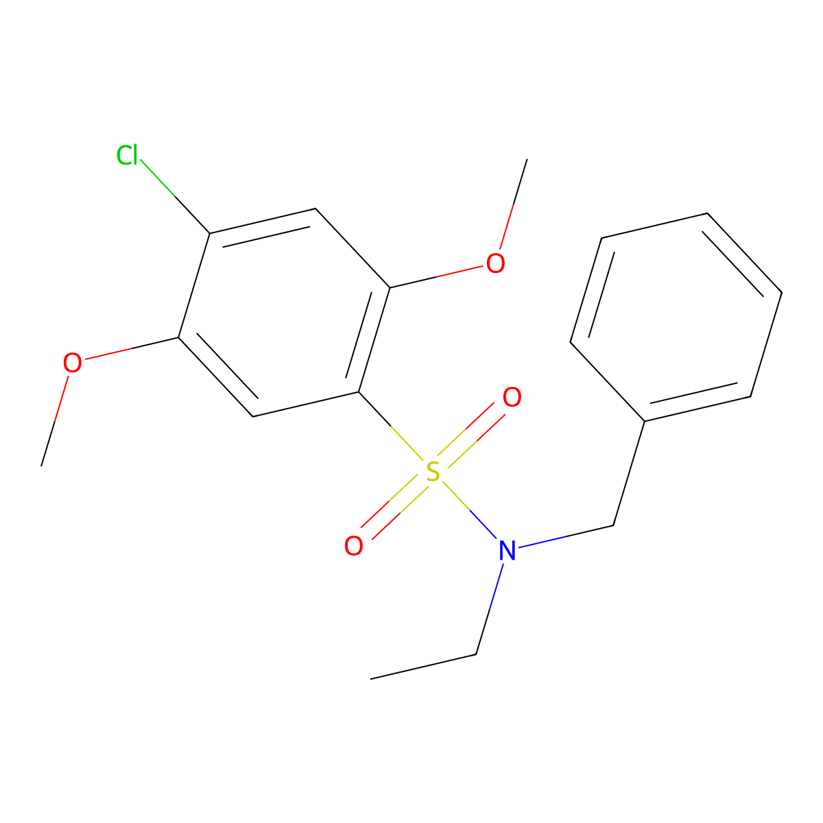 N-benzyl-4-chloro-N-ethyl-2,5-dimethoxybenzene-1-sulfonamide molecular structure, CAS 1018158-71-8