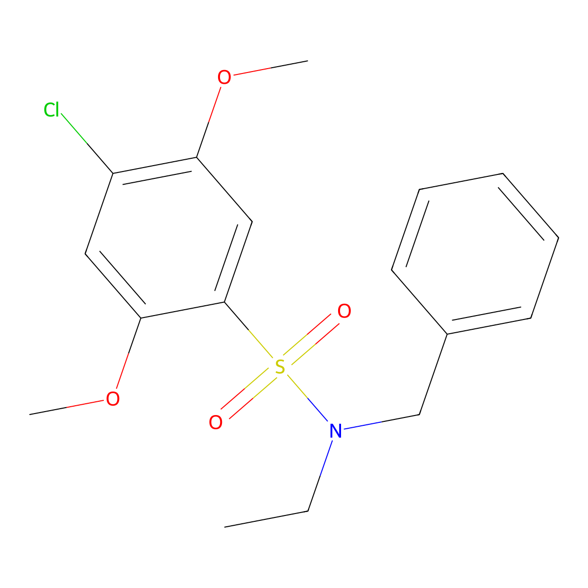 N-benzyl-4-chloro-N-ethyl-2,5-dimethoxybenzene-1-sulfonamide molecular structure, CAS 1018158-71-8