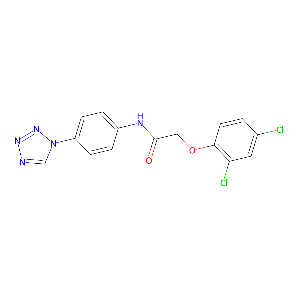 2-(2,4-dichlorophenoxy)-N-[4-(1H-tetrazol-1-yl)phenyl]acetamide molecular structure, CAS 1018160-61-6