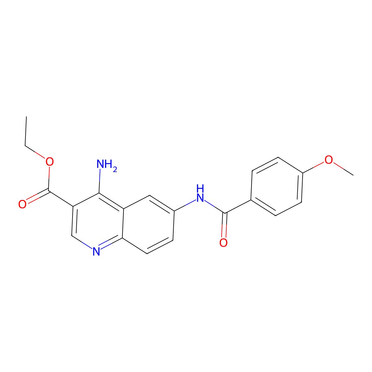 Ethyl 4-amino-6-(4-methoxybenzamido)quinoline-3-carboxylate molecular structure, CAS 1018160-93-4
