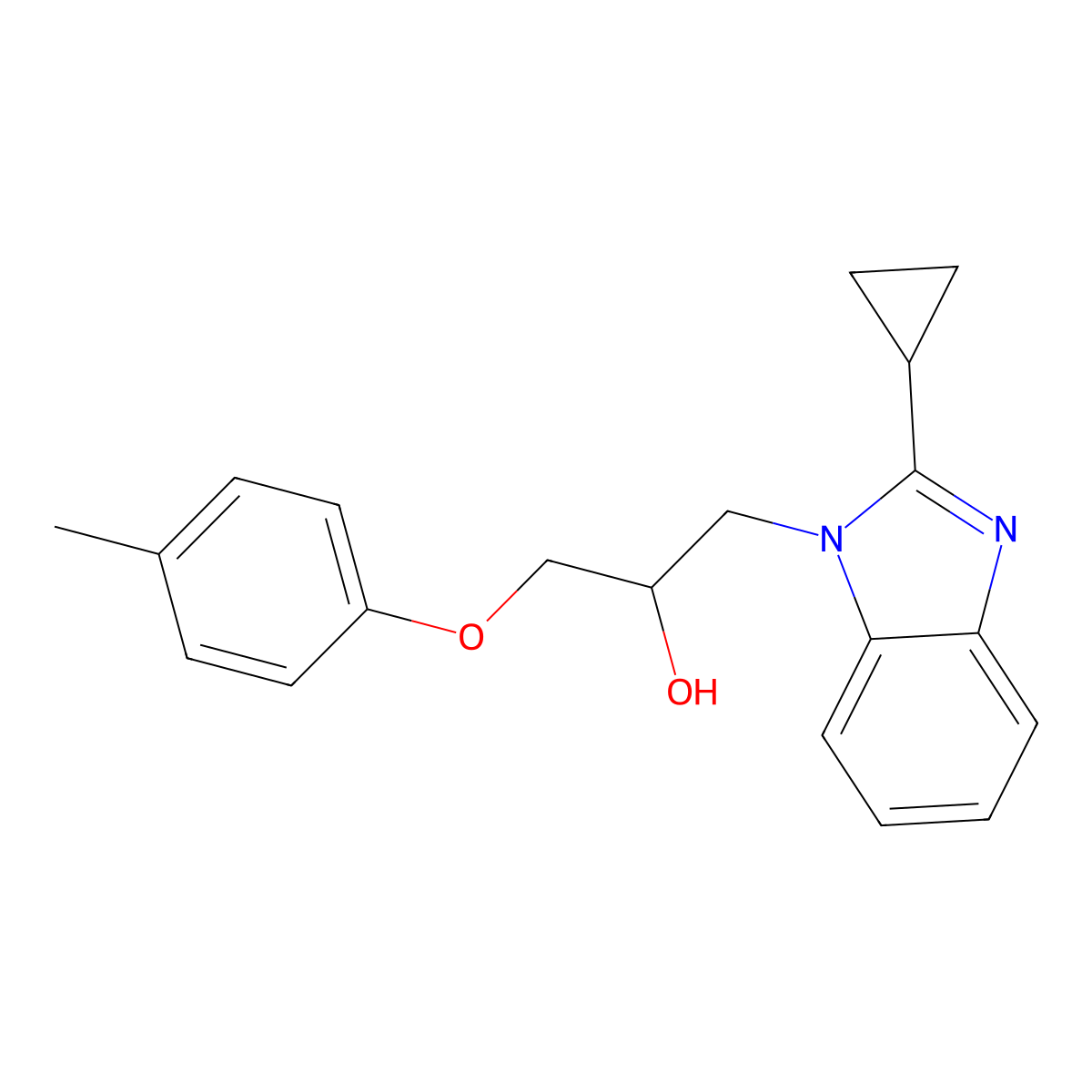 1-(2-Cyclopropylbenzimidazolyl)-3-(4-methylphenoxy)propan-2-ol molecular structure, CAS 1018161-24-4