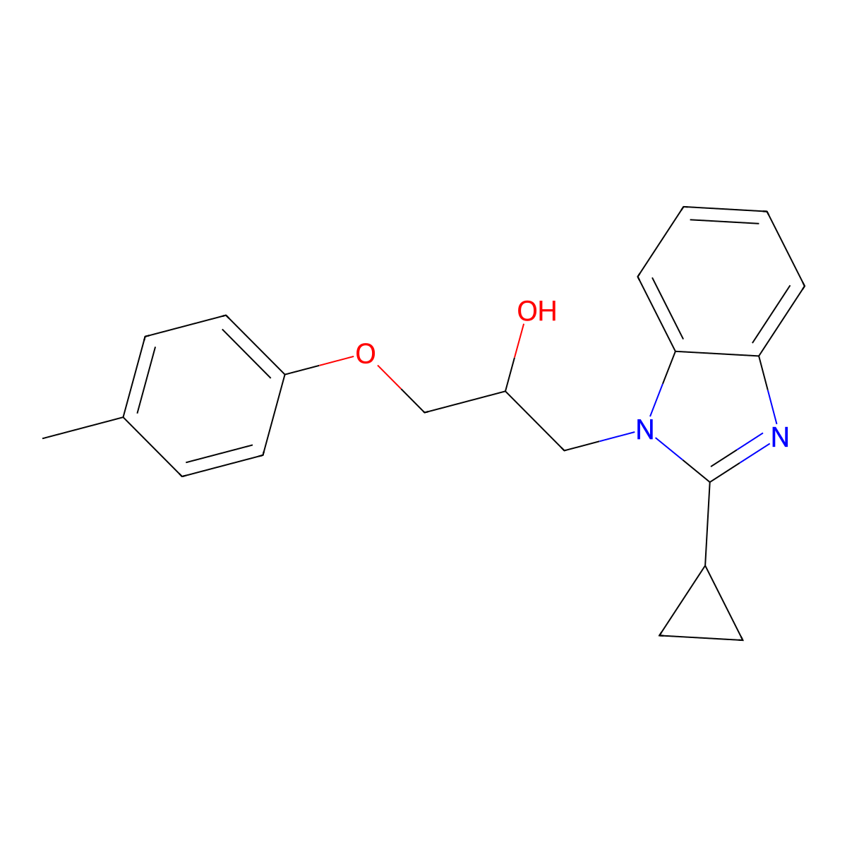 1-(2-Cyclopropylbenzimidazolyl)-3-(4-methylphenoxy)propan-2-ol molecular structure, CAS 1018161-24-4
