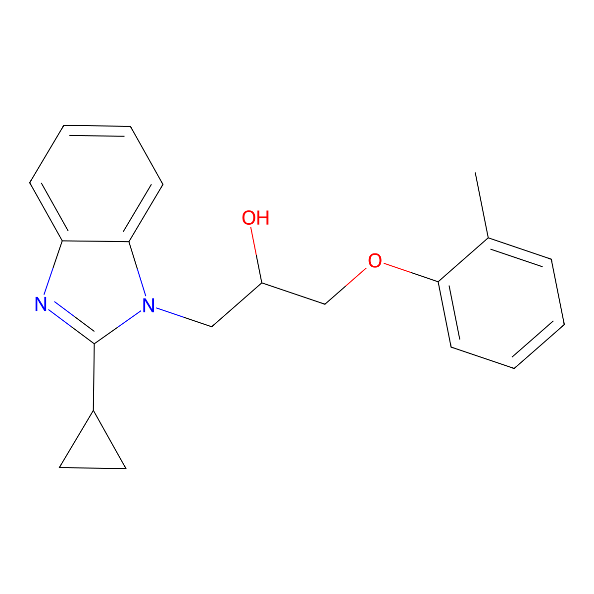 1-(2-Cyclopropylbenzimidazolyl)-3-(2-methylphenoxy)propan-2-ol molecular structure, CAS 1018161-40-4