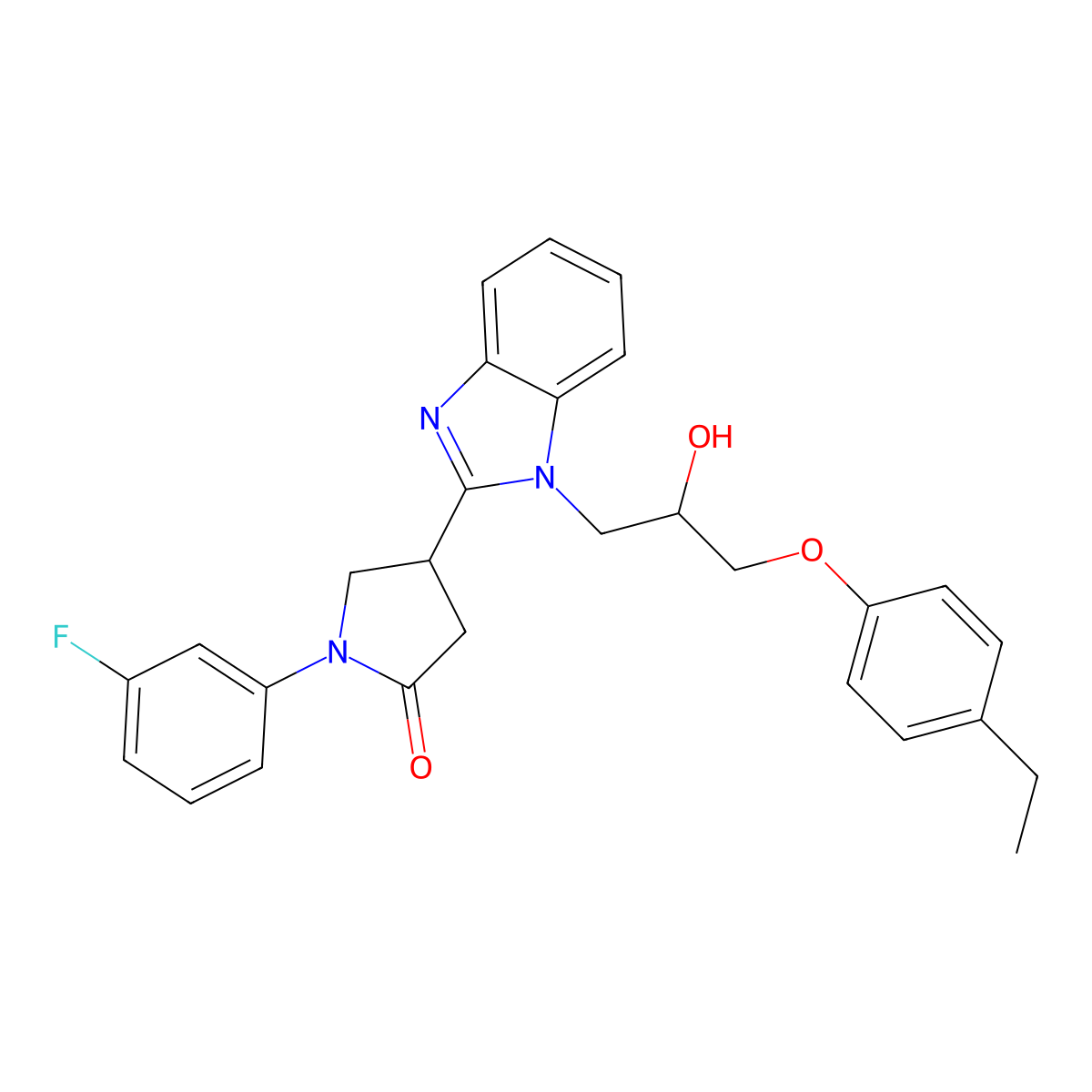 4-{1-[3-(4-Ethylphenoxy)-2-hydroxypropyl]benzimidazol-2-yl}-1-(3-fluorophenyl) pyrrolidin-2-one molecular structure, CAS 1018161-52-8