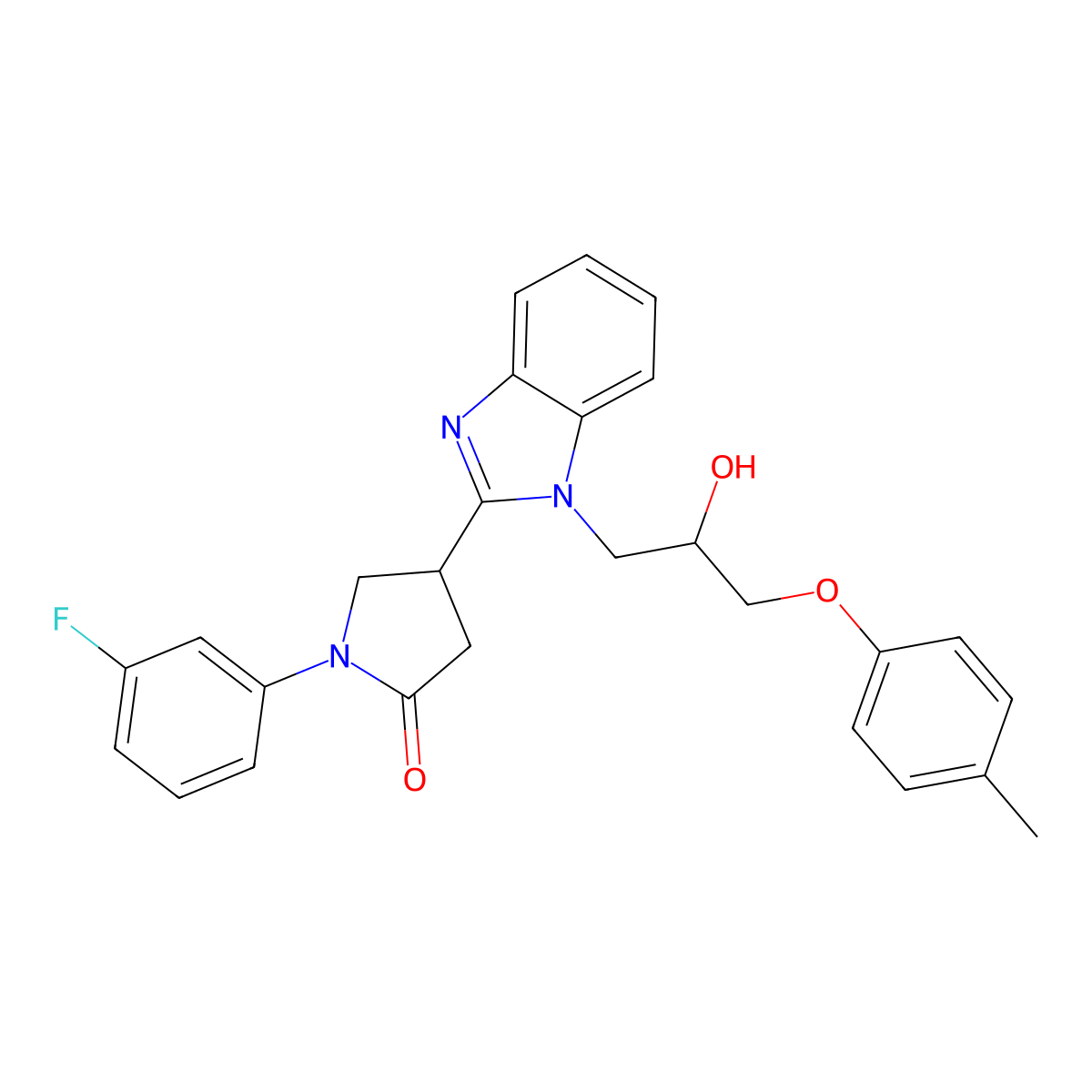 1-(3-Fluorophenyl)-4-[1-[2-hydroxy-3-(4-methylphenoxy)propyl]benzimidazol-2-yl]pyrrolidin-2-one molecular structure, CAS 1018161-56-2
