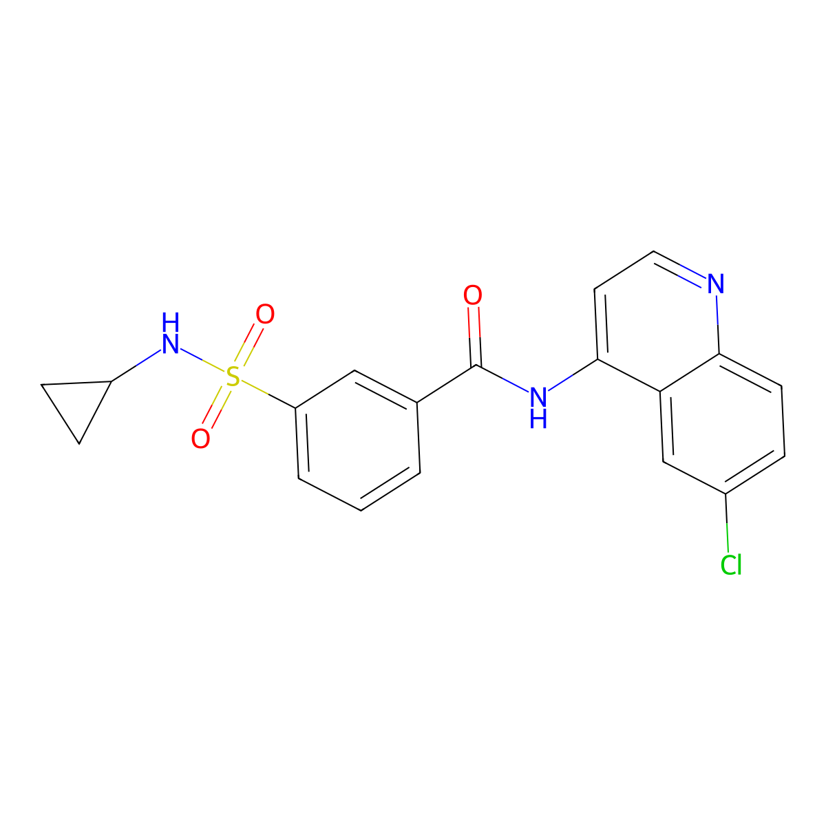N-(6-chloroquinolin-4-yl)-3-(cyclopropylsulfamoyl)benzamide molecular structure, CAS 1018161-59-5